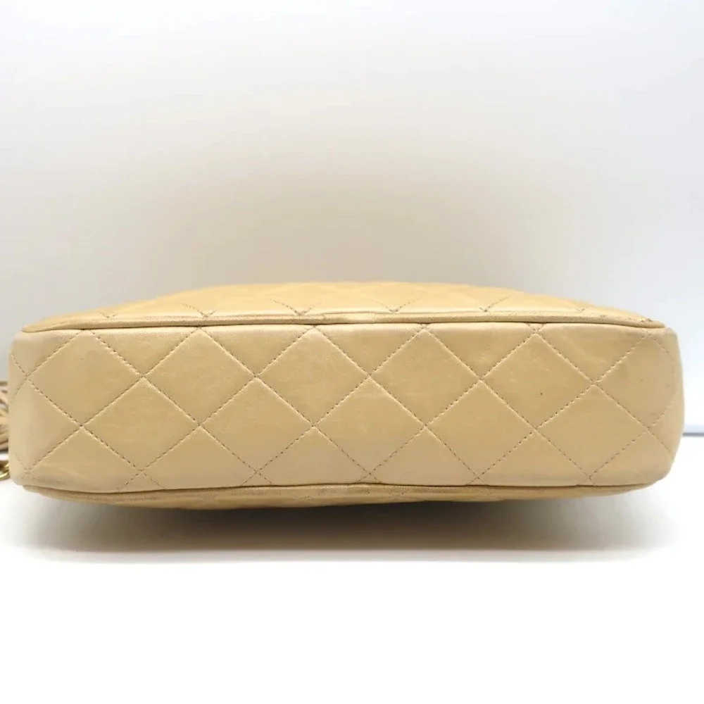 Vintage Chanel Quilted Tassel Camera Bag Beige Leather Chain Strap Shoulder Bag - Picture 7 of 12